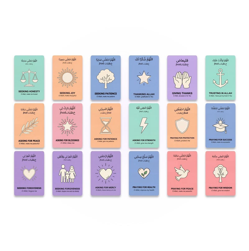 maffick 5 Packs Islamic Dua & Prayer Cards Set (Total 90 Cards) - Bilingual Arabic/English Mindfulness Flashcards with Storage Box & Ramadan Gift Bag - Educational Islamic Gift - Image 5